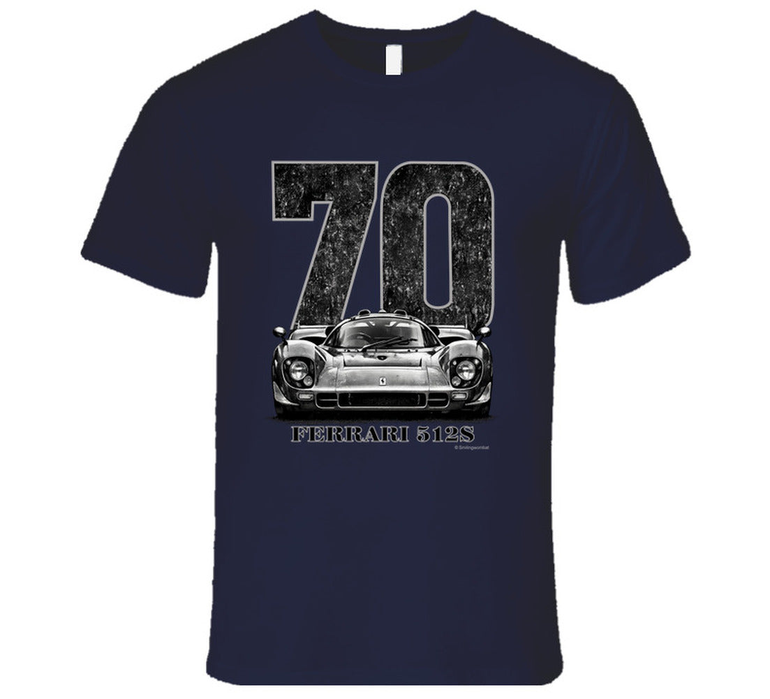 “1970 Ferrari 512S vintage racing T‑shirt by Smiling Wombat”