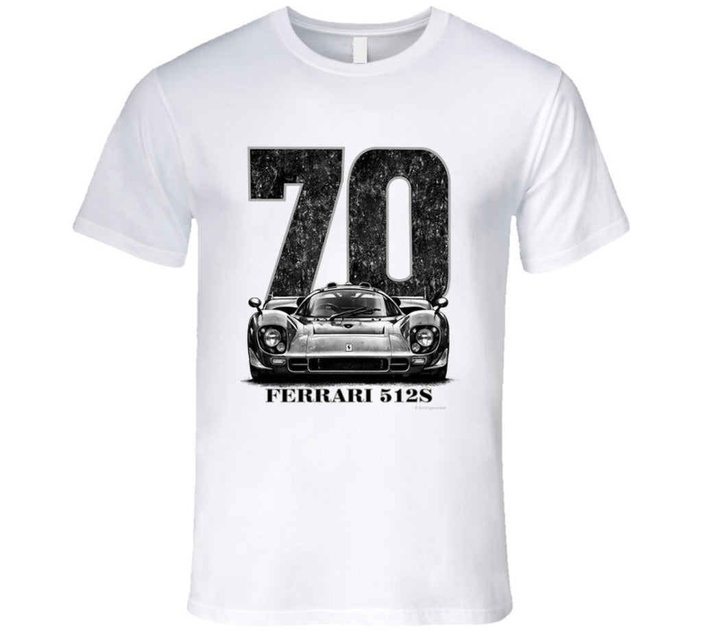 “1970 Ferrari 512S vintage racing T‑shirt by Smiling Wombat”