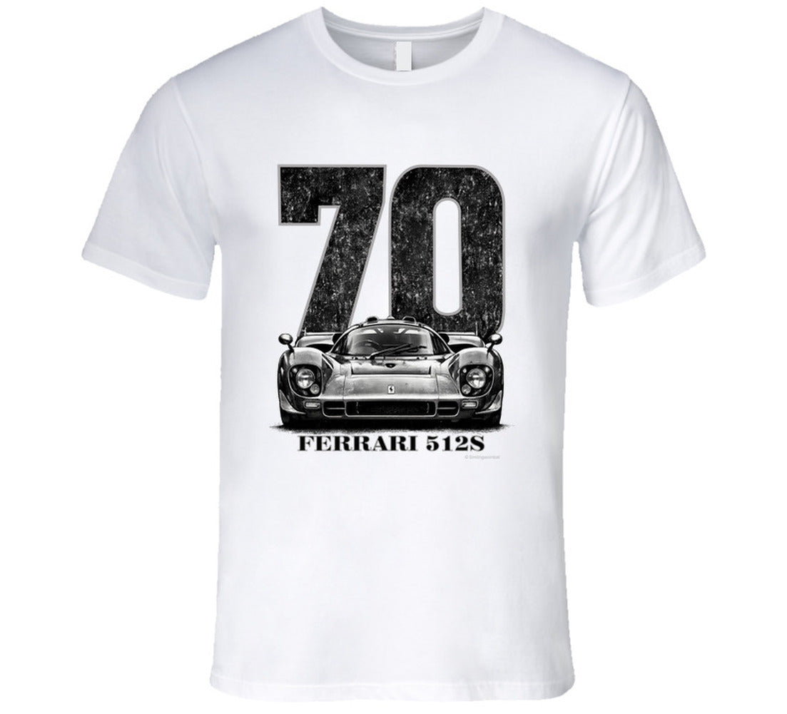 “1970 Ferrari 512S vintage racing T‑shirt by Smiling Wombat”
