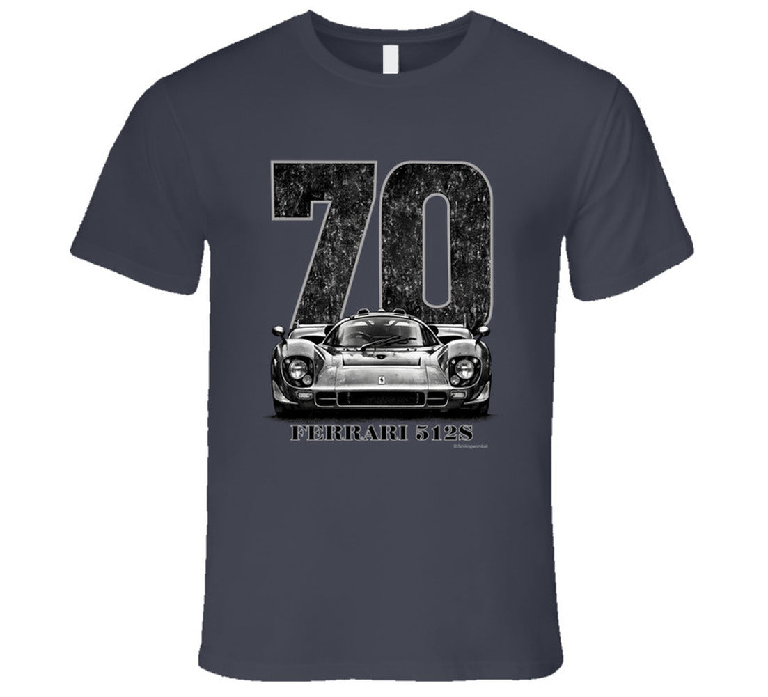 “1970 Ferrari 512S vintage racing T‑shirt by Smiling Wombat”