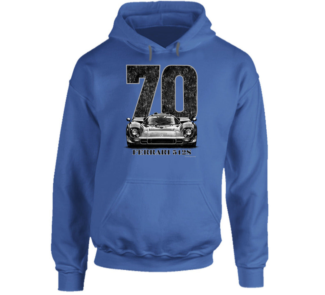 “1970 Ferrari 512S classic motorsport hoodie with Smiling Wombat humor”