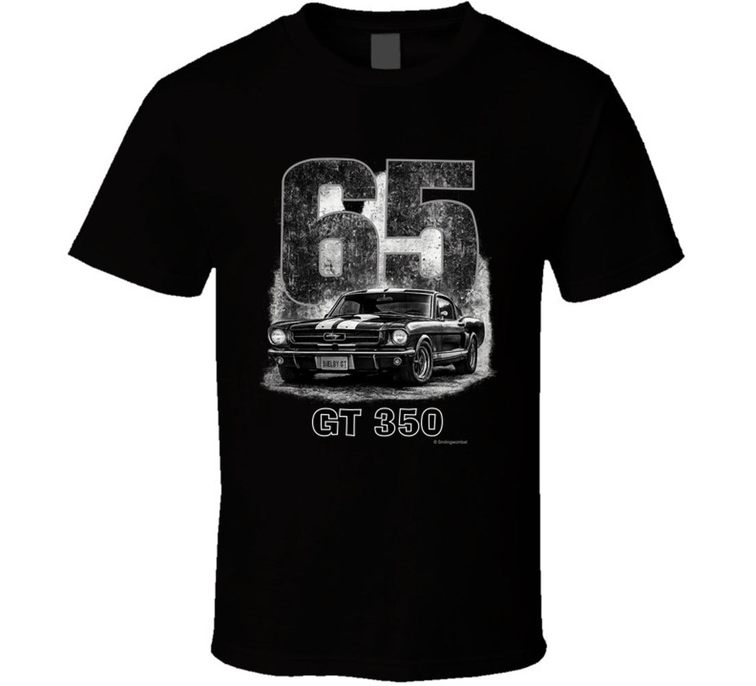 “1965 Shelby GT350 Mustang graphic T‑shirt by Smiling Wombat”