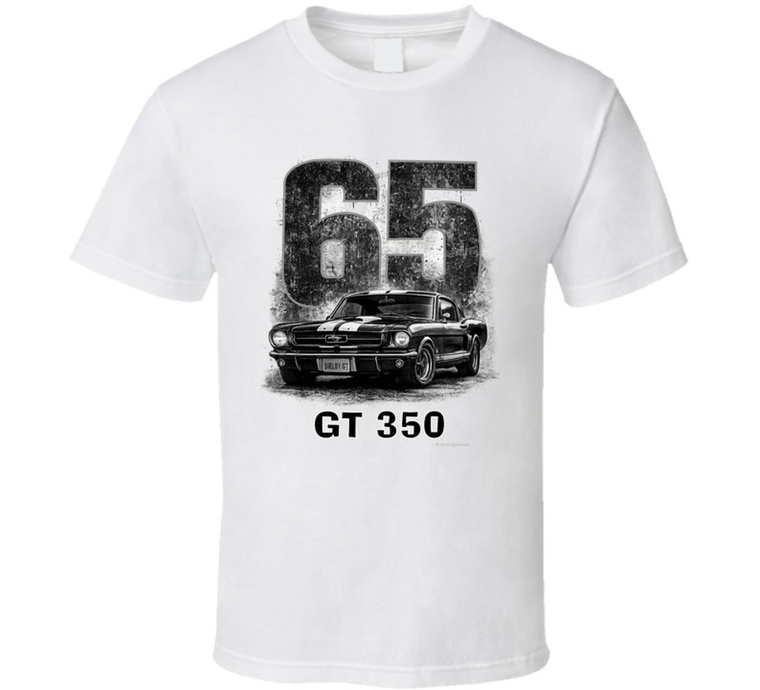 “1965 Shelby GT350 Mustang graphic T‑shirt by Smiling Wombat”
