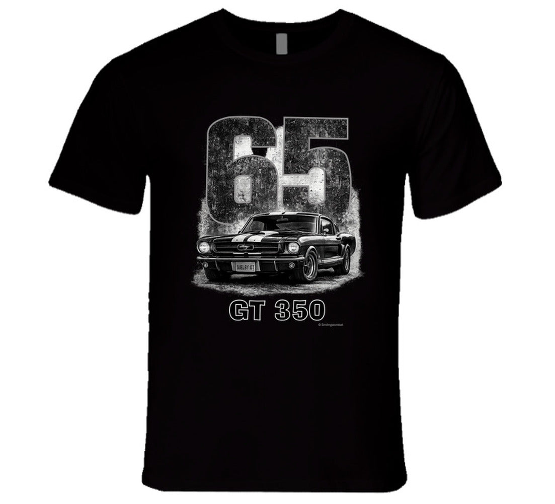 “1965 Shelby GT350 Mustang graphic T‑shirt by Smiling Wombat”