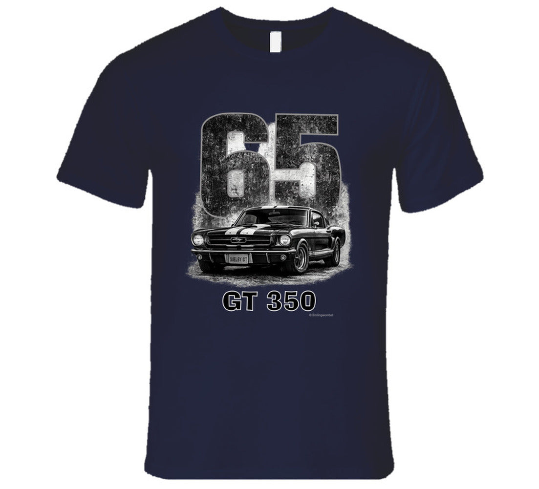 “1965 Shelby GT350 Mustang graphic T‑shirt by Smiling Wombat”