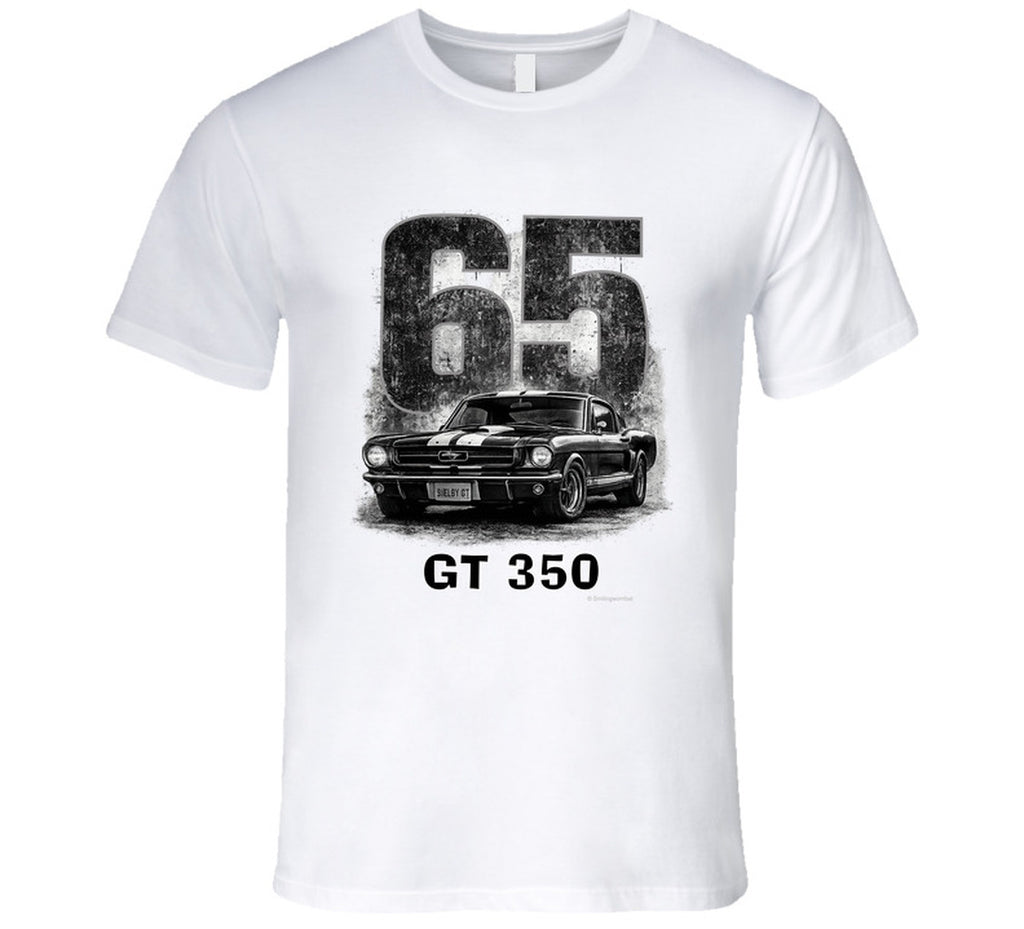 “1965 Shelby GT350 Mustang graphic T‑shirt by Smiling Wombat”