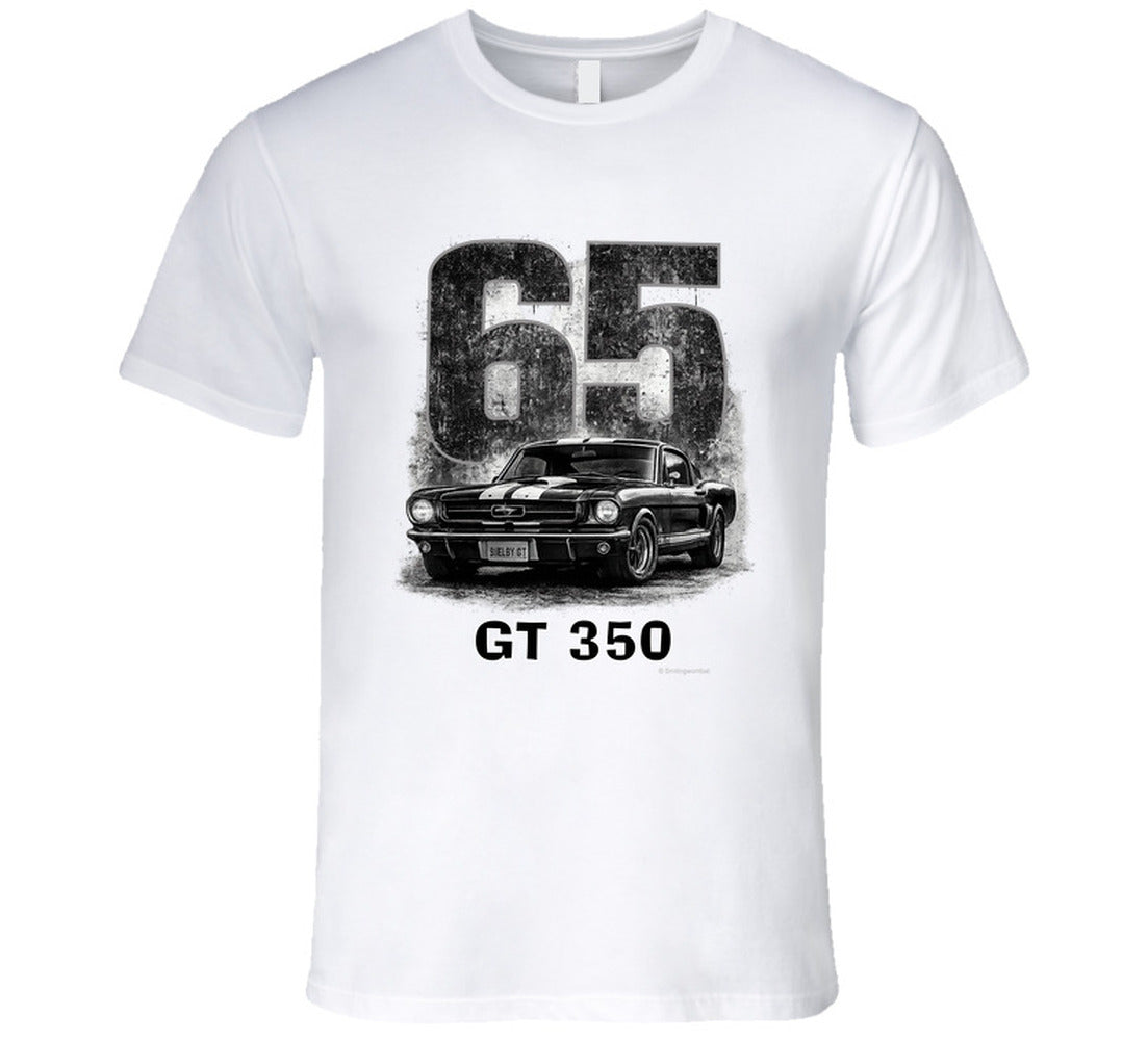 “1965 Shelby GT350 Mustang graphic T‑shirt by Smiling Wombat”