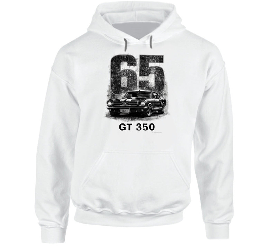“1965 Shelby GT350 Mustang muscle car hoodie by Smiling Wombat”