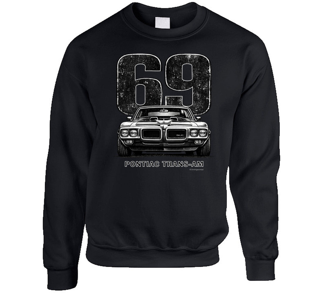 "1969 Pontiac Trans-Am classic muscle car sweatshirt with retro 69 design"