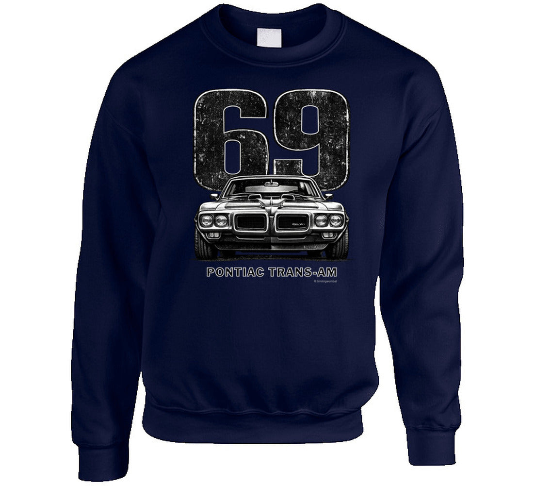 "1969 Pontiac Trans-Am classic muscle car sweatshirt with retro 69 design"