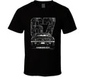 "1967 Camaro RS vintage t-shirt with distressed rear view graphic and retro number 67 design"