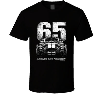 "1965 Shelby 427 Cobra retro car t-shirt in black with vintage distressed print"