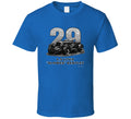 "1929 Blower Bentley vintage racing car t-shirt in royal blue with distressed graphic design"