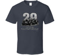 "1929 Blower Bentley vintage racing car t-shirt in charcoal grey with distressed graphic design"