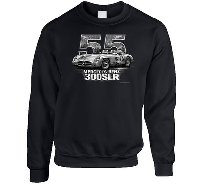 "1955 Mercedes-Benz 300 SLR Mille Miglia vintage racing sweatshirt in black with distressed graphic"