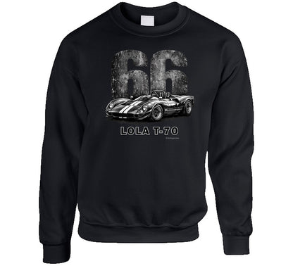 1966 Lola T-70 Can-Am racing Sweatshirt in Black with distressed vintage graphic 