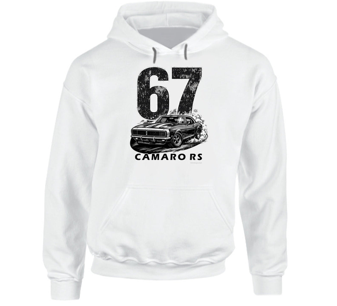 "1967 Camaro RS vintage navy blue sweatshirt with distressed graphics - classic car enthusiast crewneck"