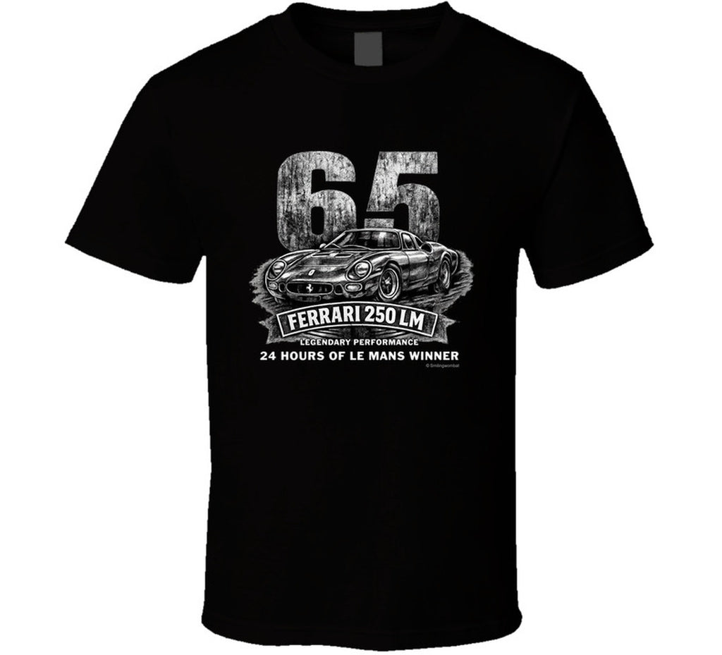 1965 Ferrari 250 LM Le Mans Winner vintage distressed graphic T-shirt in black