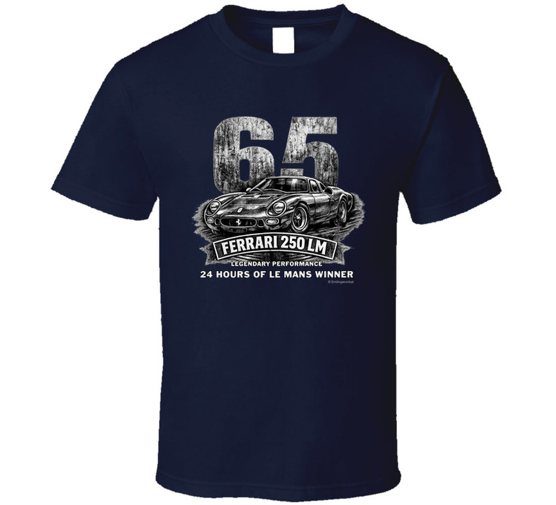 1965 Ferrari 250 LM Le Mans Winner vintage distressed graphic T-shirt in navy