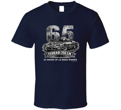 1965 Ferrari 250 LM Le Mans Winner vintage distressed graphic T-shirt in navy