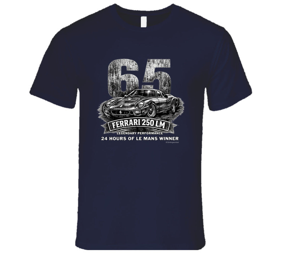 1965 Ferrari 250 LM Le Mans Winner vintage distressed graphic T-shirt in navy
