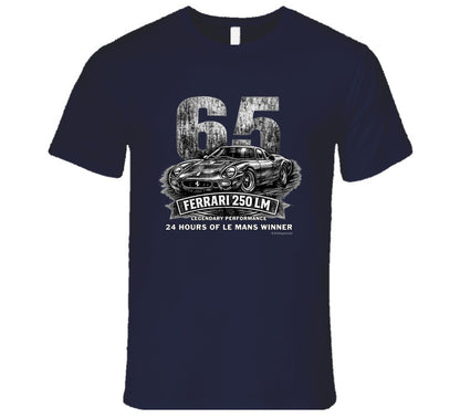 1965 Ferrari 250 LM Le Mans Winner vintage distressed graphic T-shirt in navy