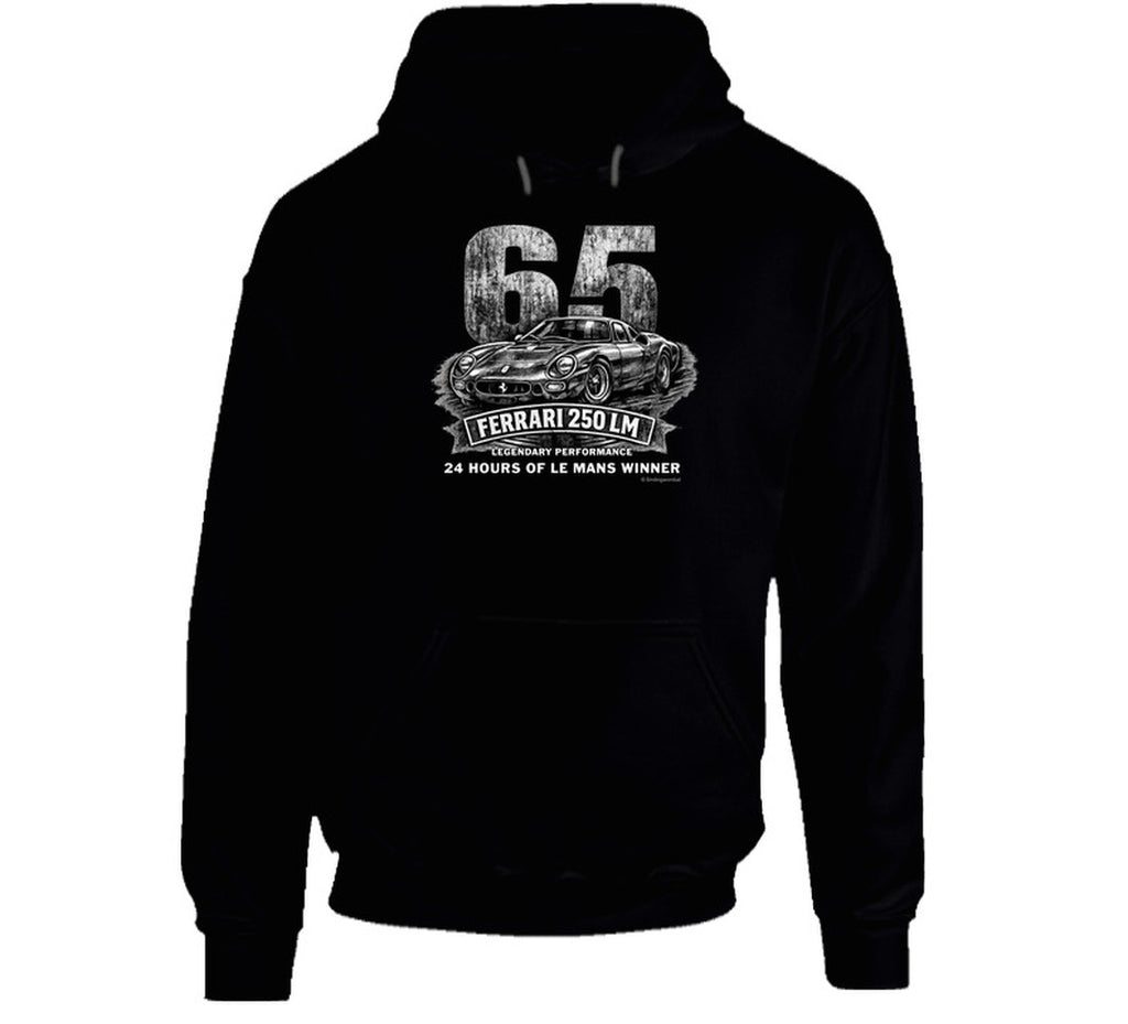 1965 Ferrari 250 LM Le Mans Winner vintage distressed graphic hoodie in black