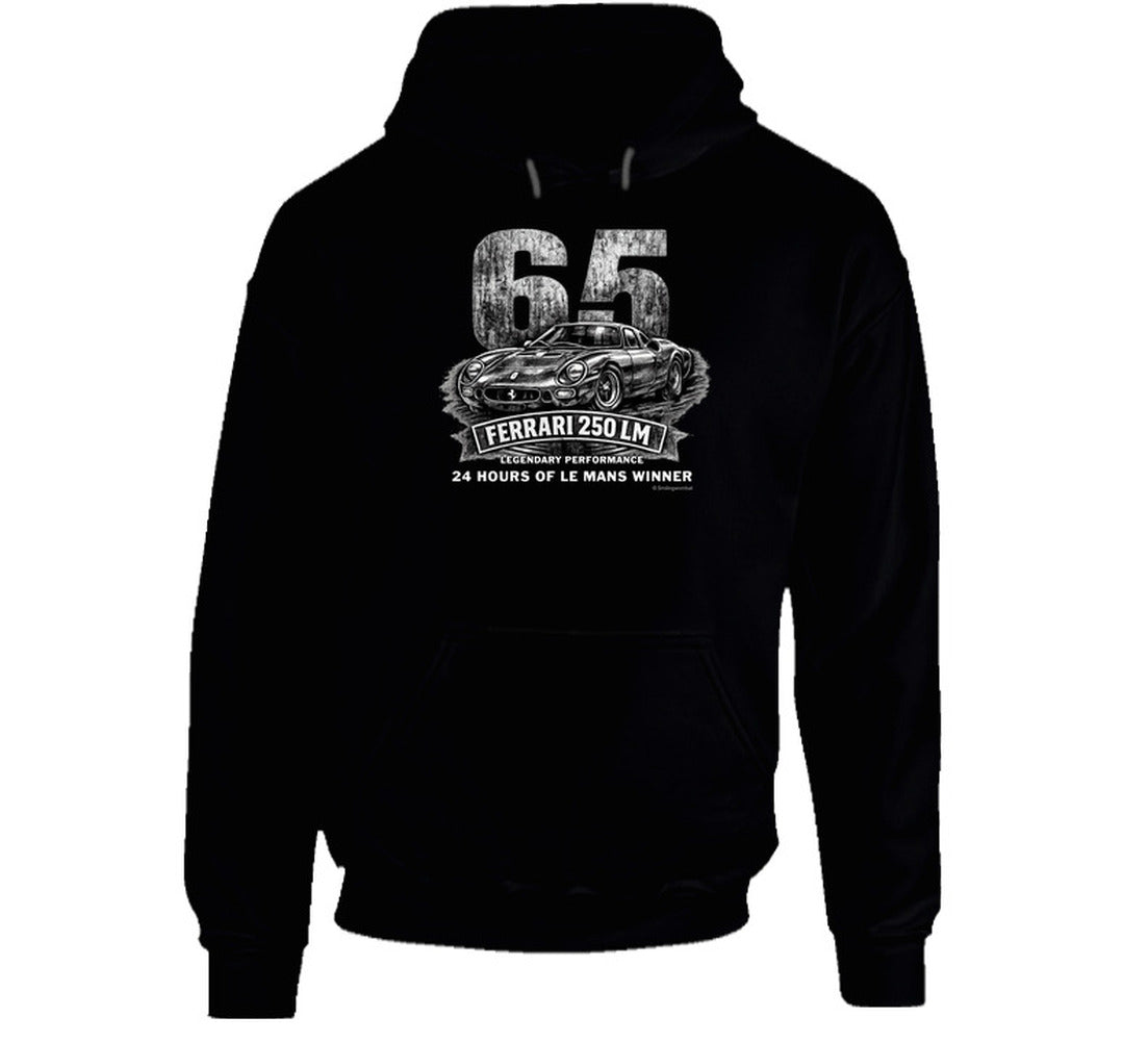 1965 Ferrari 250 LM Le Mans Winner vintage distressed graphic hoodie in black