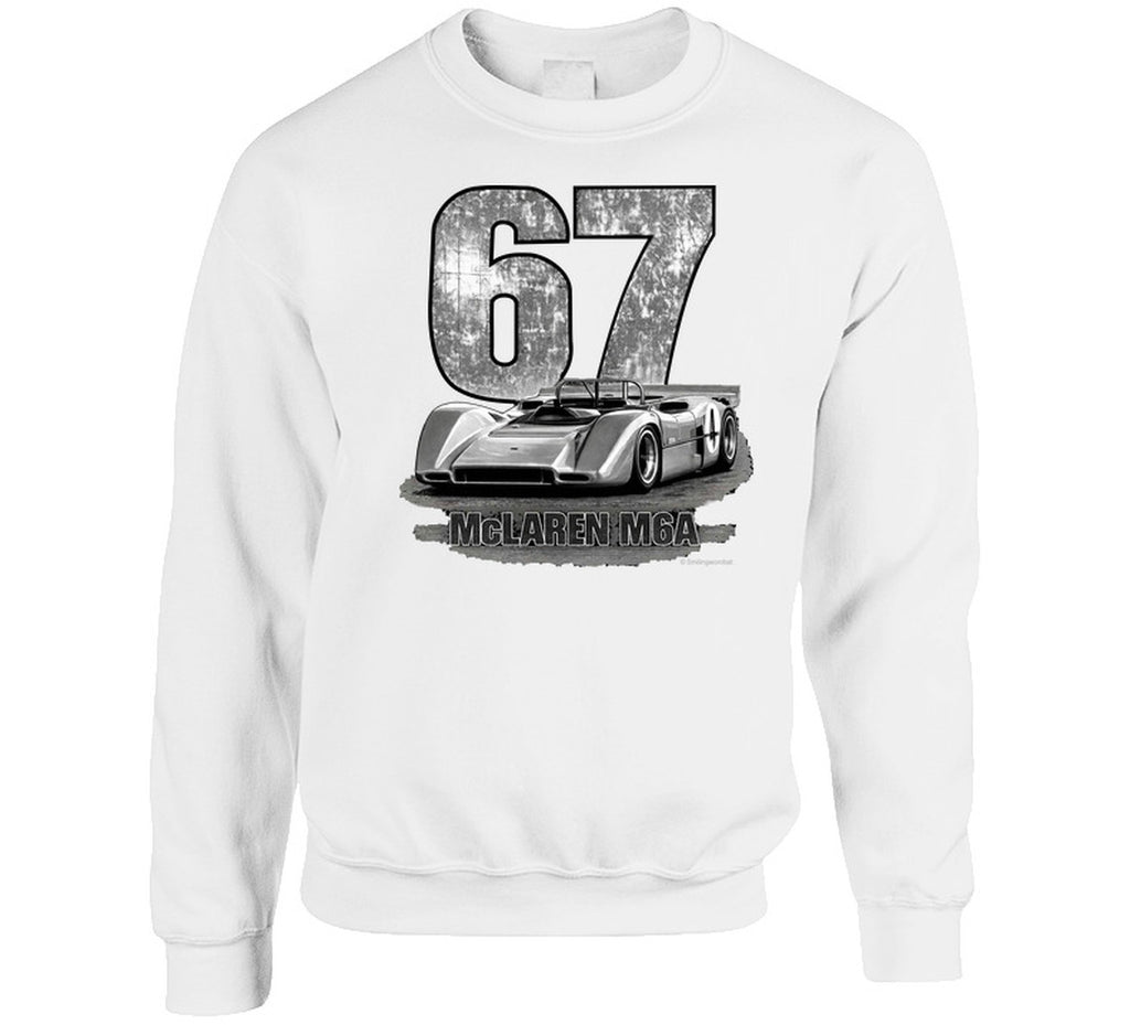1967 McLaren M6A Can-Am vintage distressed graphic sweatshirt in white