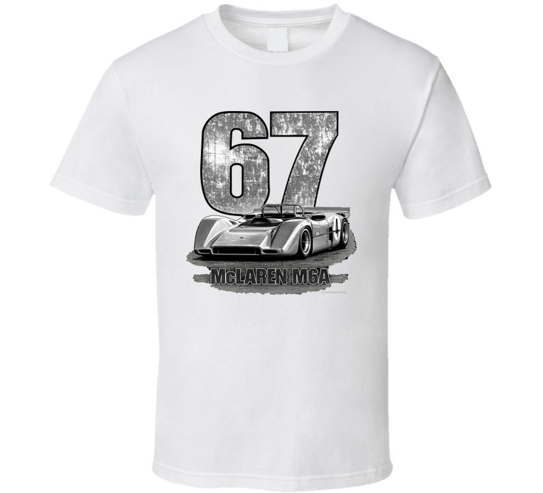 1967 McLaren M6A Can-Am vintage distressed graphic t-shirt in white