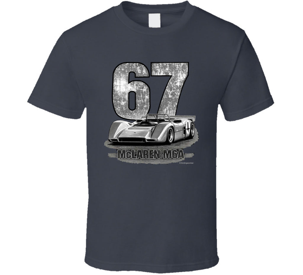 1967 McLaren M6A Can-Am vintage distressed graphic t-shirt in charcoal grey