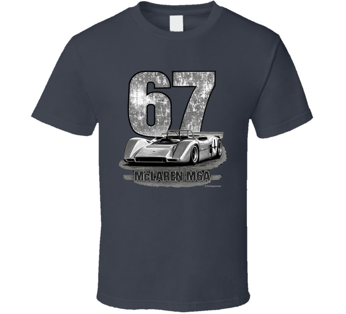 1967 McLaren M6A Can-Am vintage distressed graphic t-shirt in charcoal grey