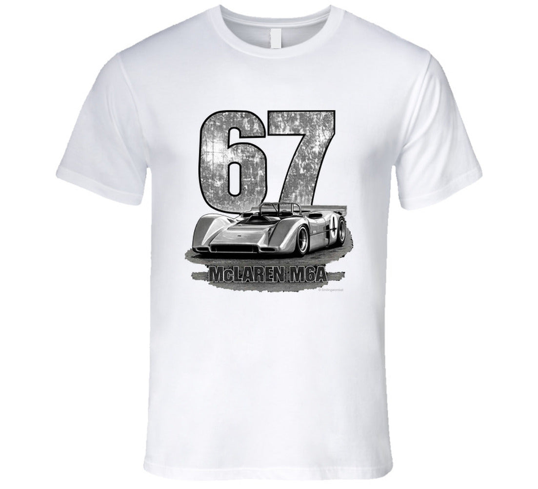 1967 McLaren M6A Can-Am vintage distressed graphic t-shirt in white