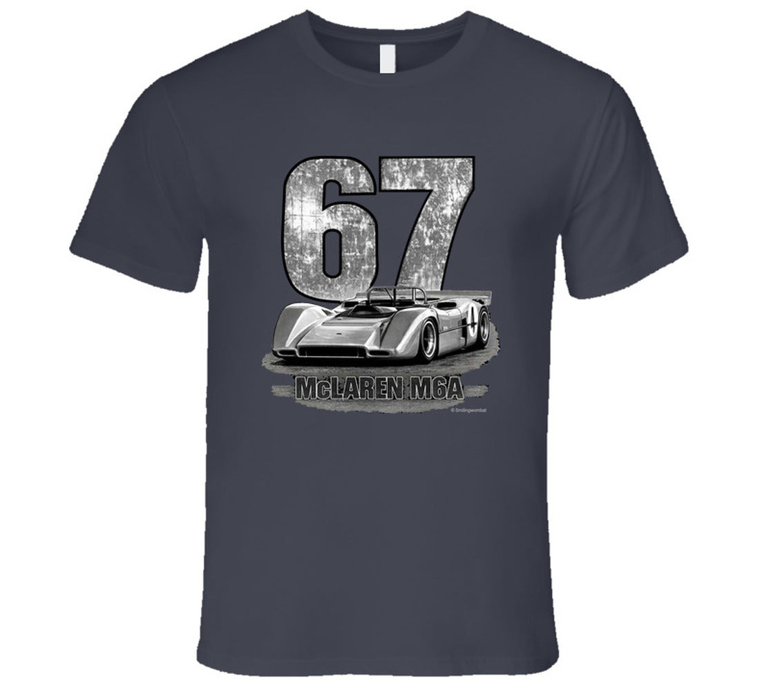 1967 McLaren M6A Can-Am vintage distressed graphic t-shirt in charcoal grey