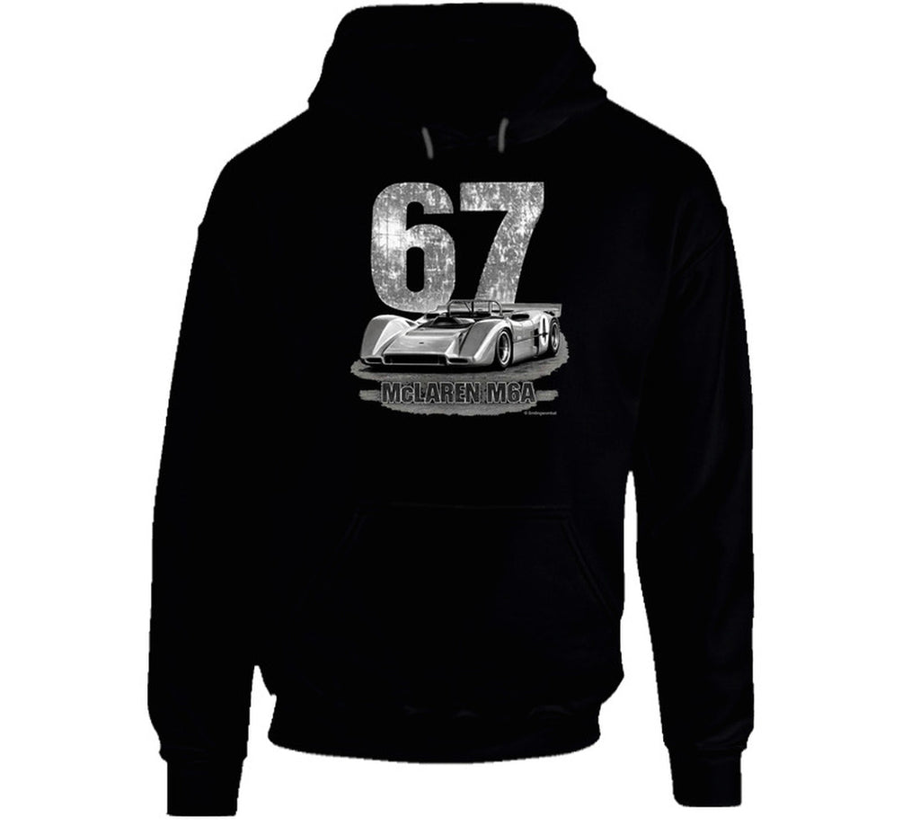 1967 McLaren M6A Can-Am vintage distressed graphic hoodie in black