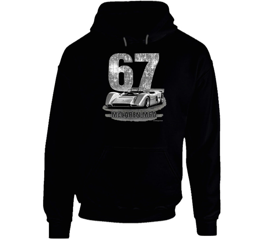 1967 McLaren M6A Can-Am vintage distressed graphic hoodie in black