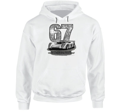 1967 McLaren M6A Can-Am vintage distressed graphic hoodie in white