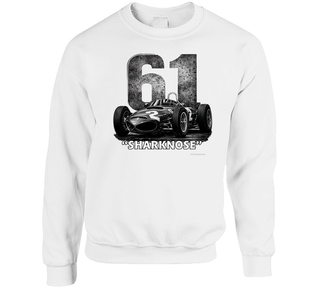1961 Ferrari Sharknose F1 Phil Hill Champion vintage distressed graphic sweatshirt in white