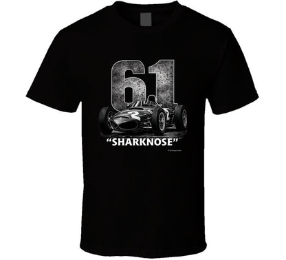 1961 Ferrari Sharknose F1 Phil Hill Champion vintage distressed graphic t-shirt in black