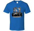 1961 Ferrari Sharknose F1 Phil Hill Champion vintage distressed graphic t-shirt in royal blue