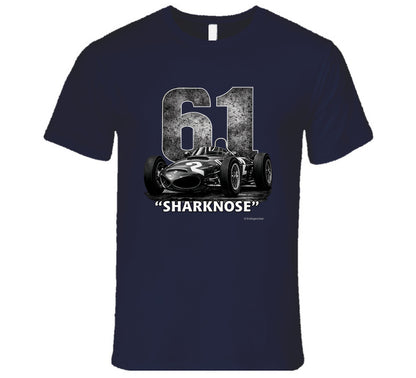 1961 Ferrari Sharknose F1 Phil Hill Champion vintage distressed graphic t-shirt in navy