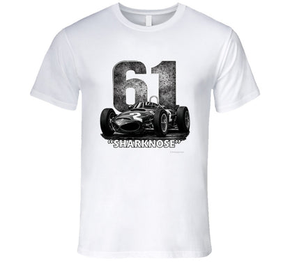 1961 Ferrari Sharknose F1 Phil Hill Champion vintage distressed graphic t-shirt in white