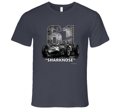 1961 Ferrari Sharknose F1 Phil Hill Champion vintage distressed graphic t-shirt in charcoal grey