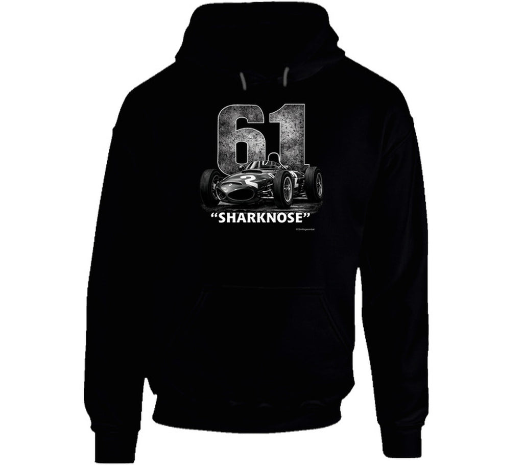 1961 Ferrari Sharknose F1 Phil Hill Champion vintage distressed graphic hoodie in black