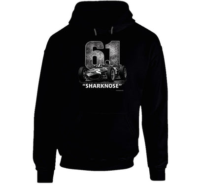 1961 Ferrari Sharknose F1 Phil Hill Champion vintage distressed graphic hoodie in black