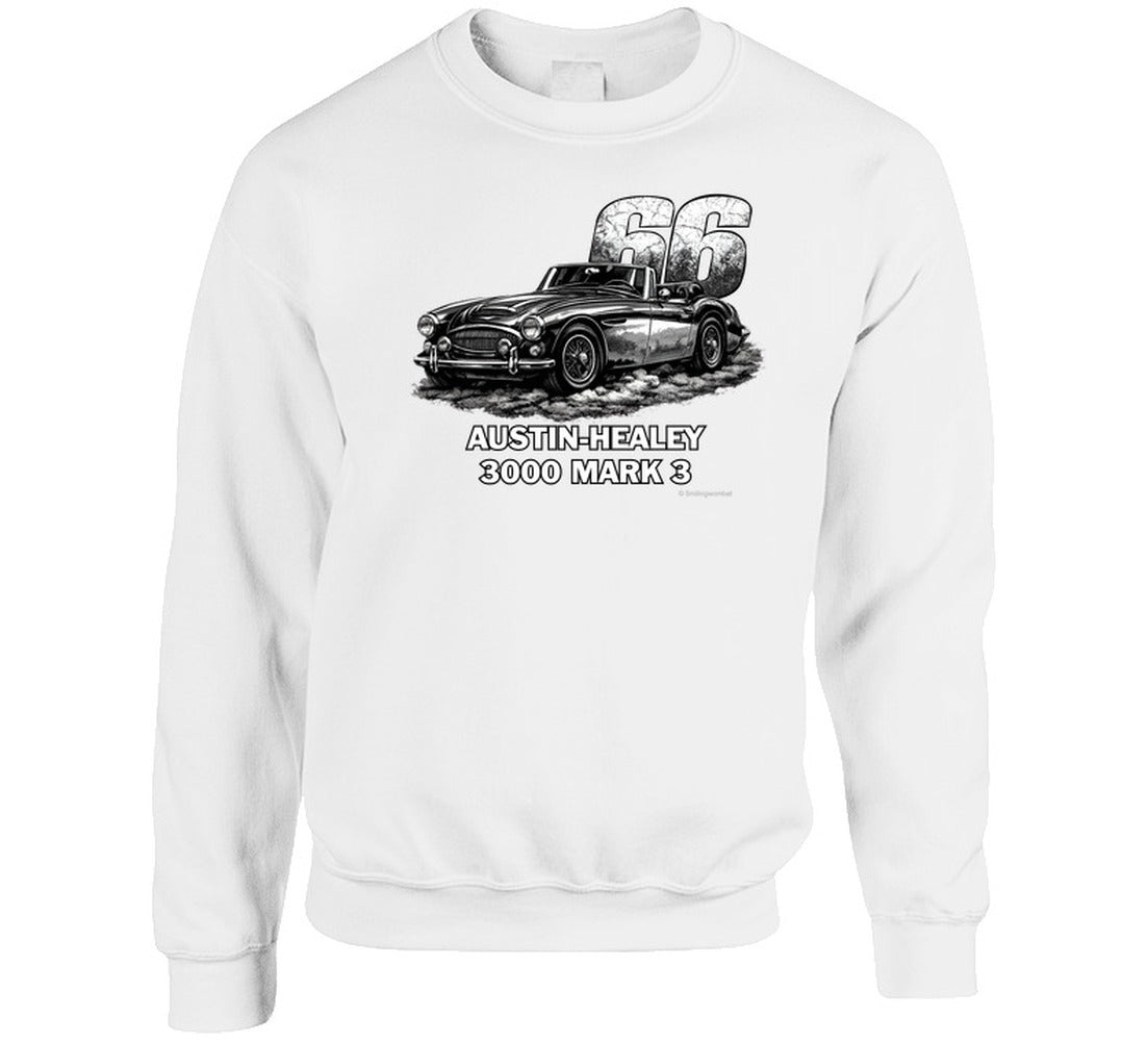 1966 Austin-Healey 3000 MK3 classic car sweatshirt in white
