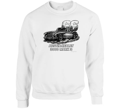 1966 Austin-Healey 3000 MK3 classic car sweatshirt in white