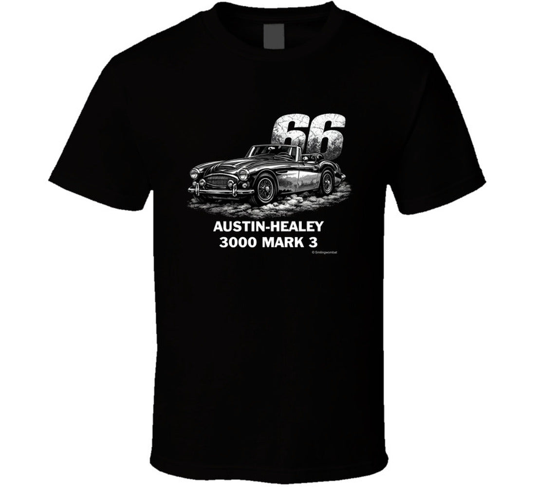 1966 Austin-Healey 3000 MK3 vintage distressed graphic t-shirt in black