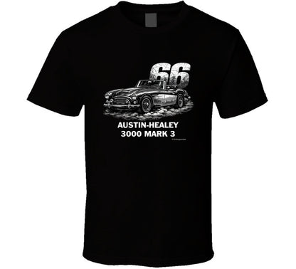 1966 Austin-Healey 3000 MK3 vintage distressed graphic t-shirt in black