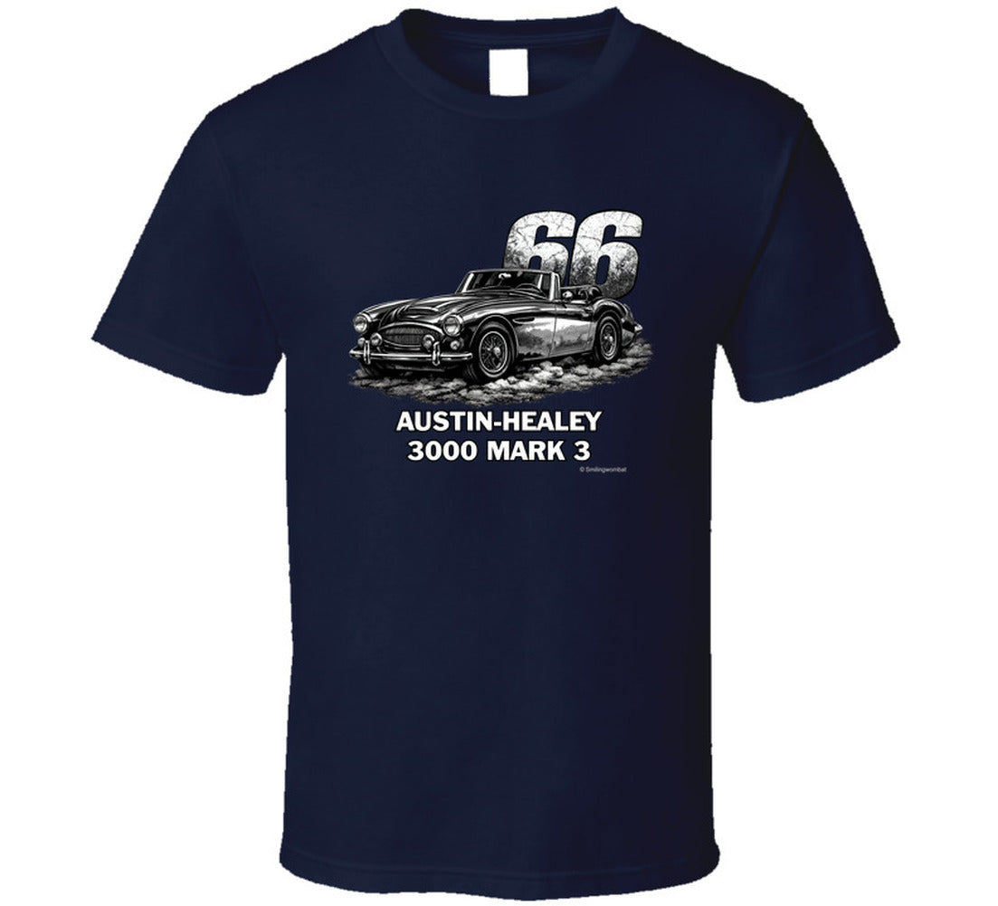 1966 Austin-Healey 3000 MK3 vintage distressed graphic t-shirt in navy